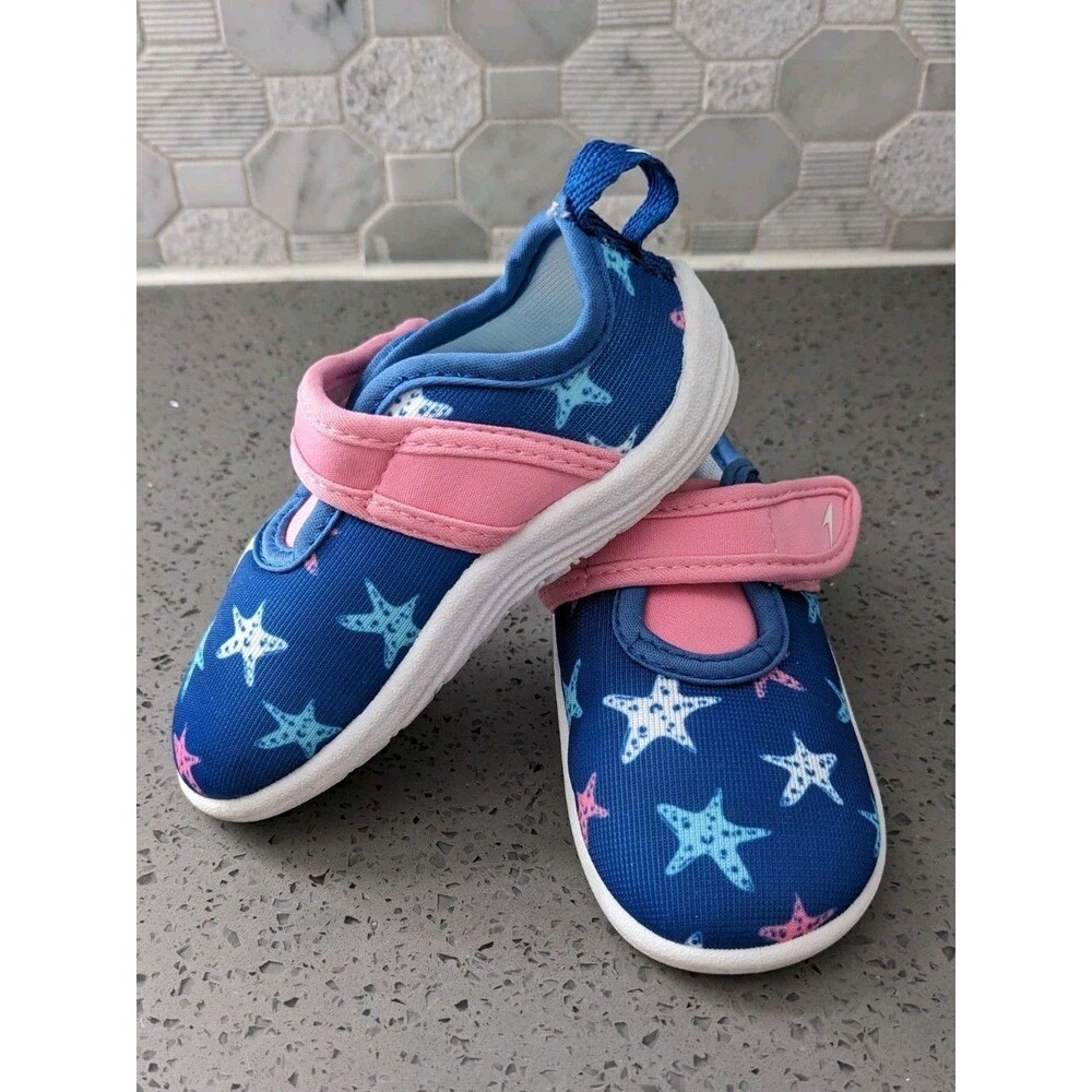 Speedo Toddler Water Shoes 5-6 Blue Starfish Slip On Beach Sneakers